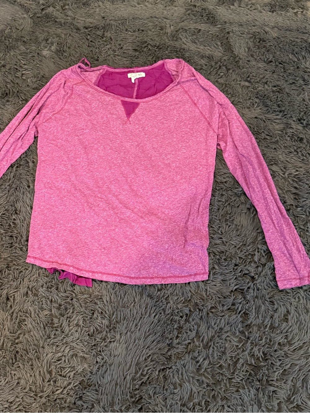 Aeropostale Pink Heathered Long Sleeve Layered-Look Top
